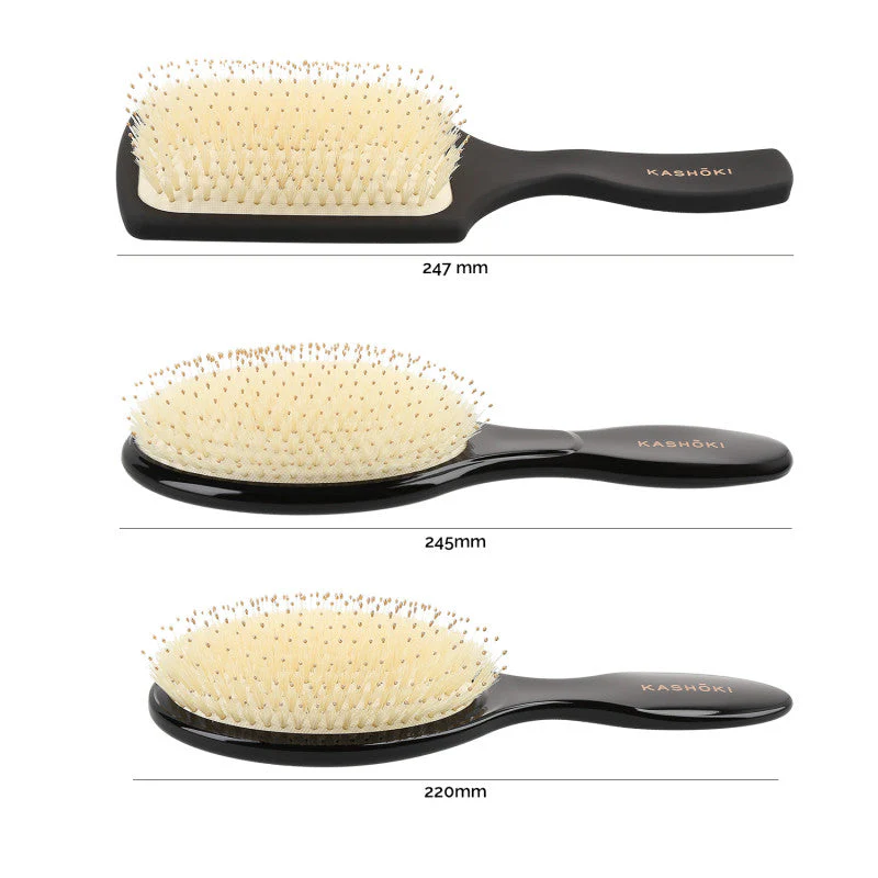 KASHŌKI Smooth White Detangler Zestaw 3 szczotek z białym włosiem dzika - Image 3