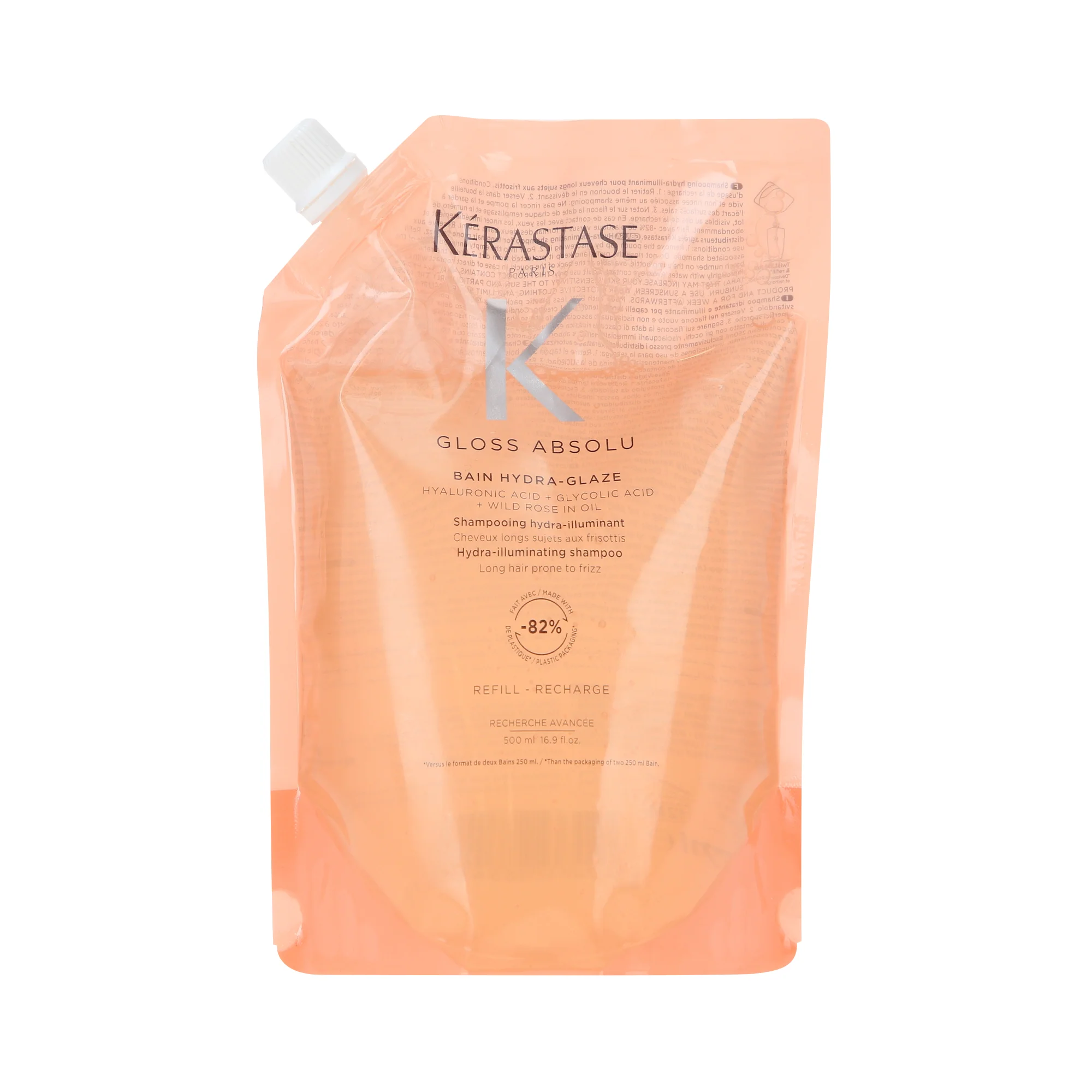 KÉRASTASE GLOSS ABSOLU BAIN HYDRA GLAZE Nabłyszczająco - wygładzający szampon do włosów REFILL 500 ml
