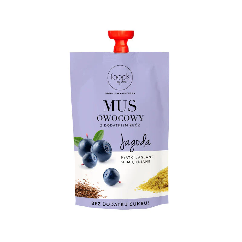 FOODS BY ANN Mus owocowy, Jagoda & Płatki jaglane & Siemię lniane 100 g