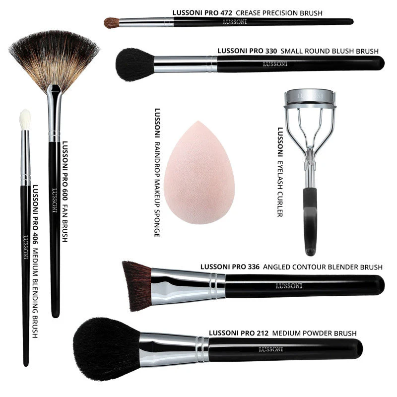 LUSSONI Glow Maker - 8-częściowy zestaw profesjonalnych pędzli i akcesoriów do makijażu - Image 3