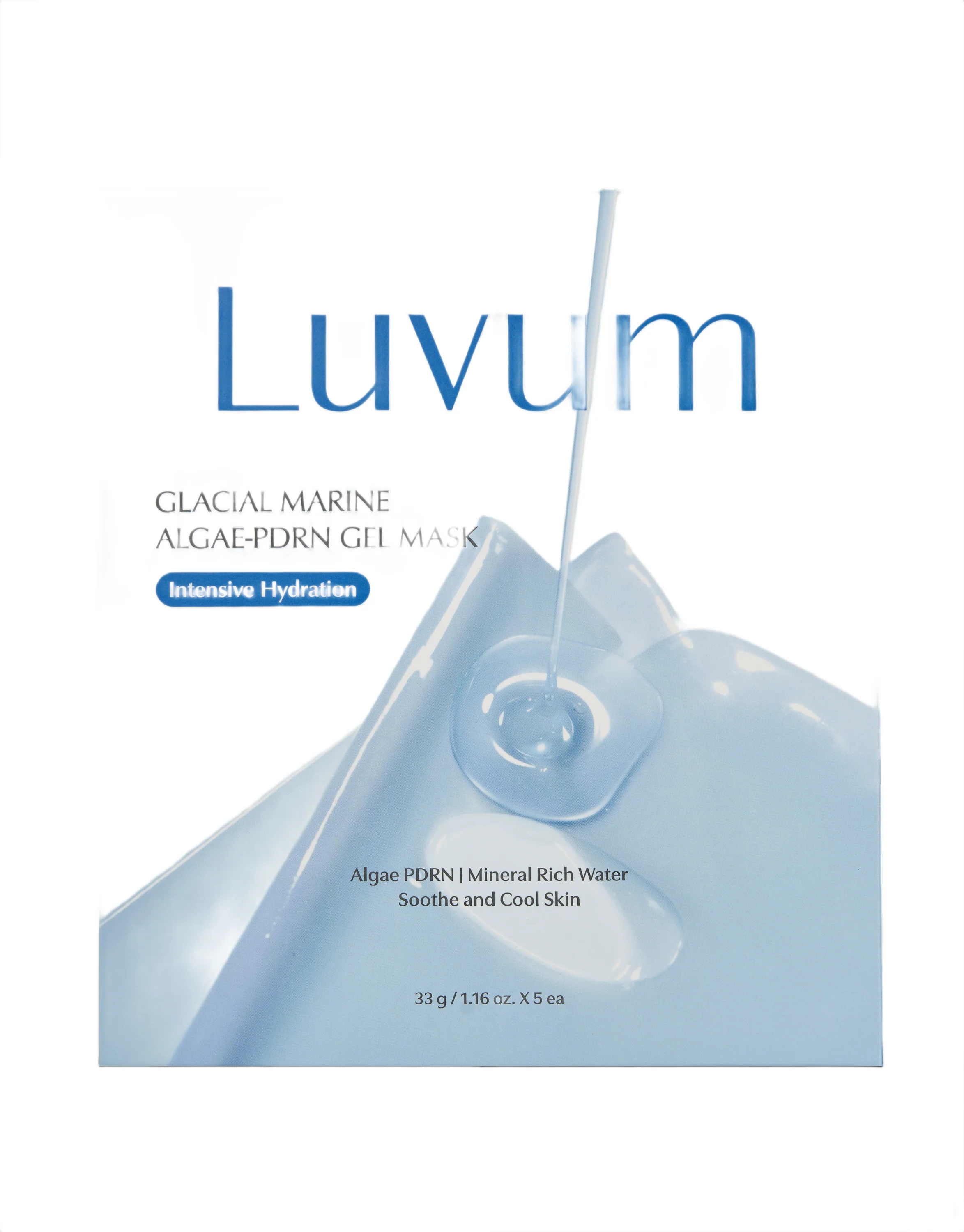 LUVUM GLACIAL MARINE ALGAE-PDRN GEL MASK Kojąca hydrożelowa maska do twarzy 5 szt. - Image 3