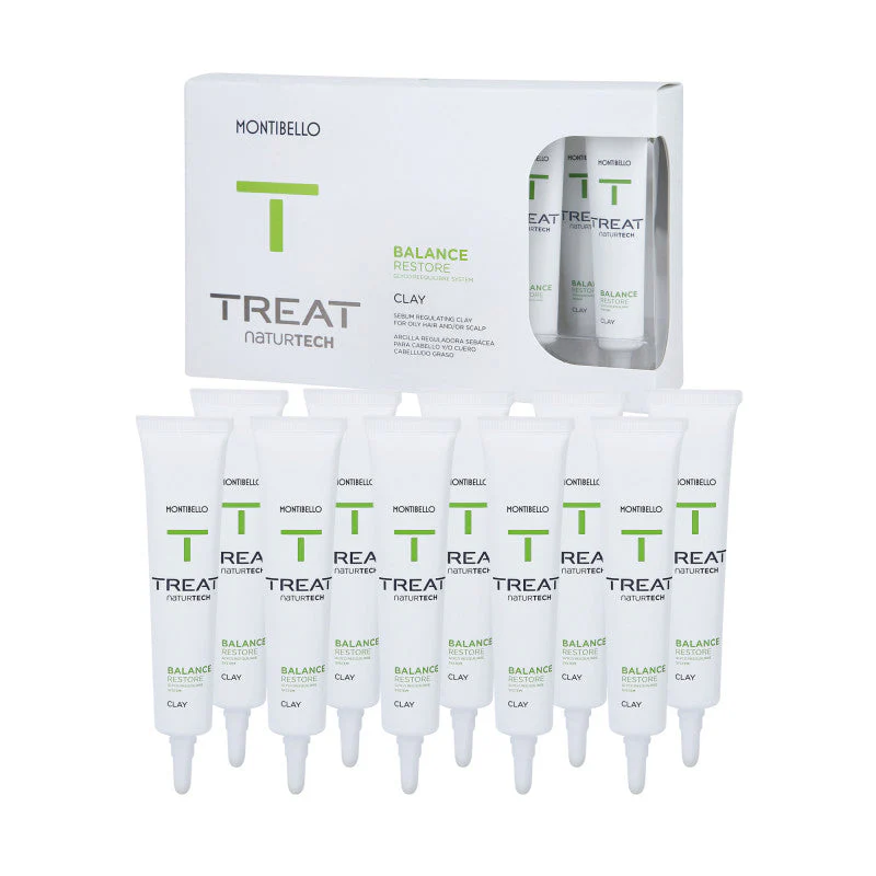 MONTIBELLO TREAT NATURTECH BALANCE RESTORE Ampułki z glinką do włosów przetłuszczających się 10x20 ml