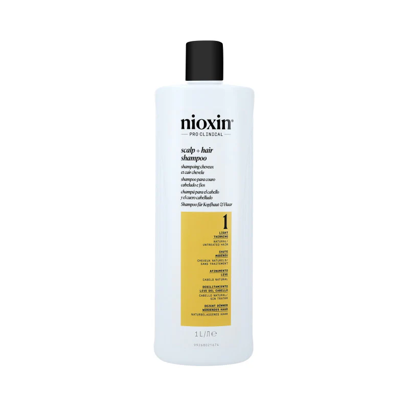 NIOXIN PRO CLINICAL 1 Wzmacniający szampon do włosów naturalnych i lekko przerzedzonych 1000 ml