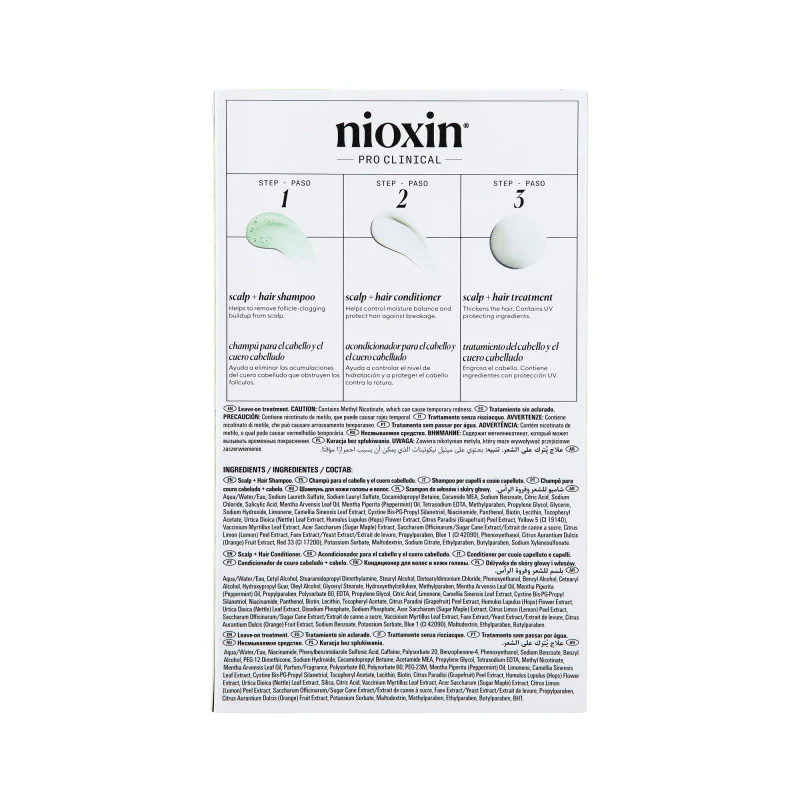 NIOXIN PRO CLINICAL 2 Trzystopniowy zestaw do pielęgnacji włosów naturalnych i z widocznym przerzedzeniem 2 x 150 ml + 50 ml - Image 4