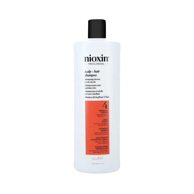 NIOXIN PRO CLINICAL 4 Wzmacniający szampon do włosów farbowanych z postępującym przerzedzeniem 1000 ml