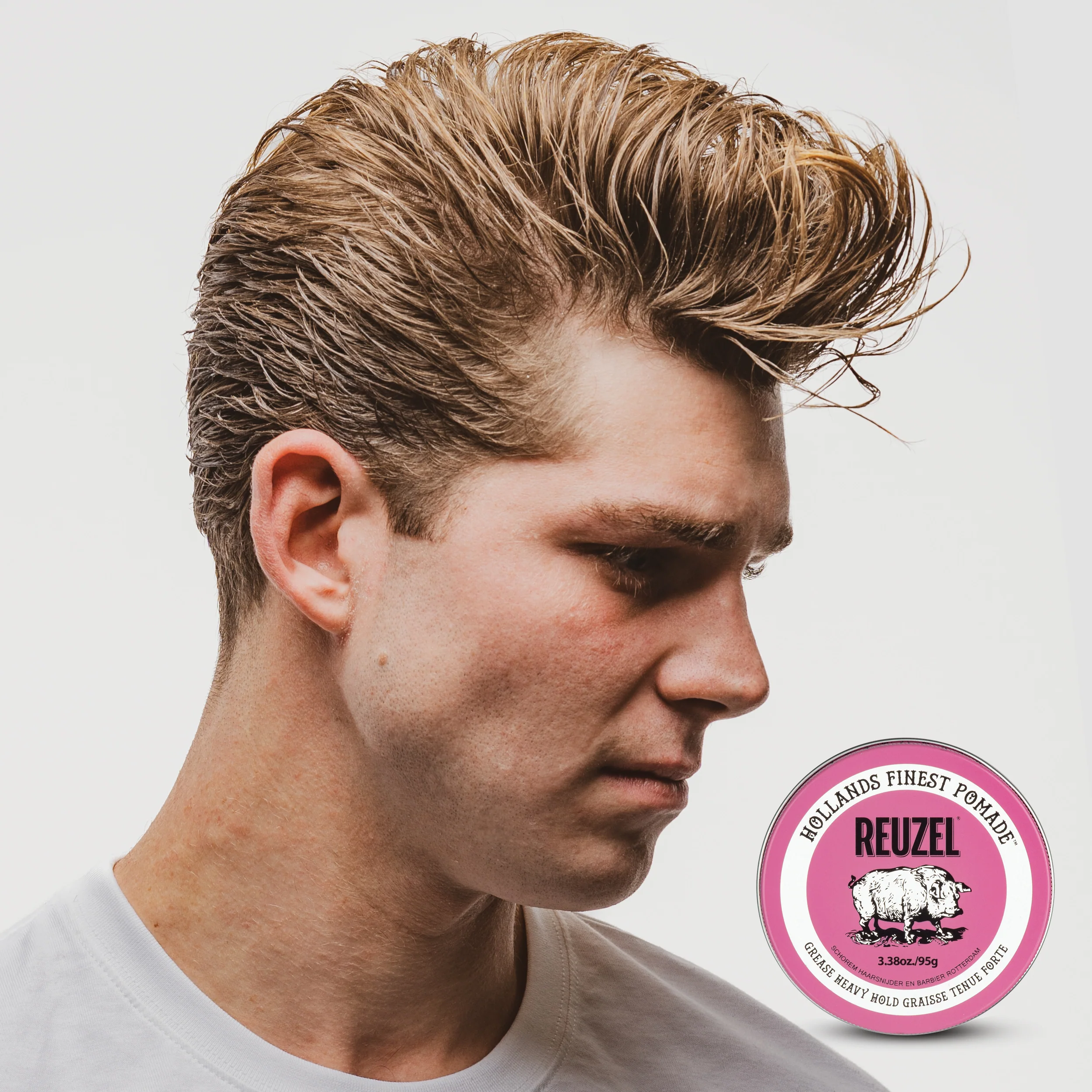 REUZEL PINK HEAVY GREASE HEAVY HOLD Woskowa pomada do włosów o mocnym utrwaleniu 95 g - Image 3