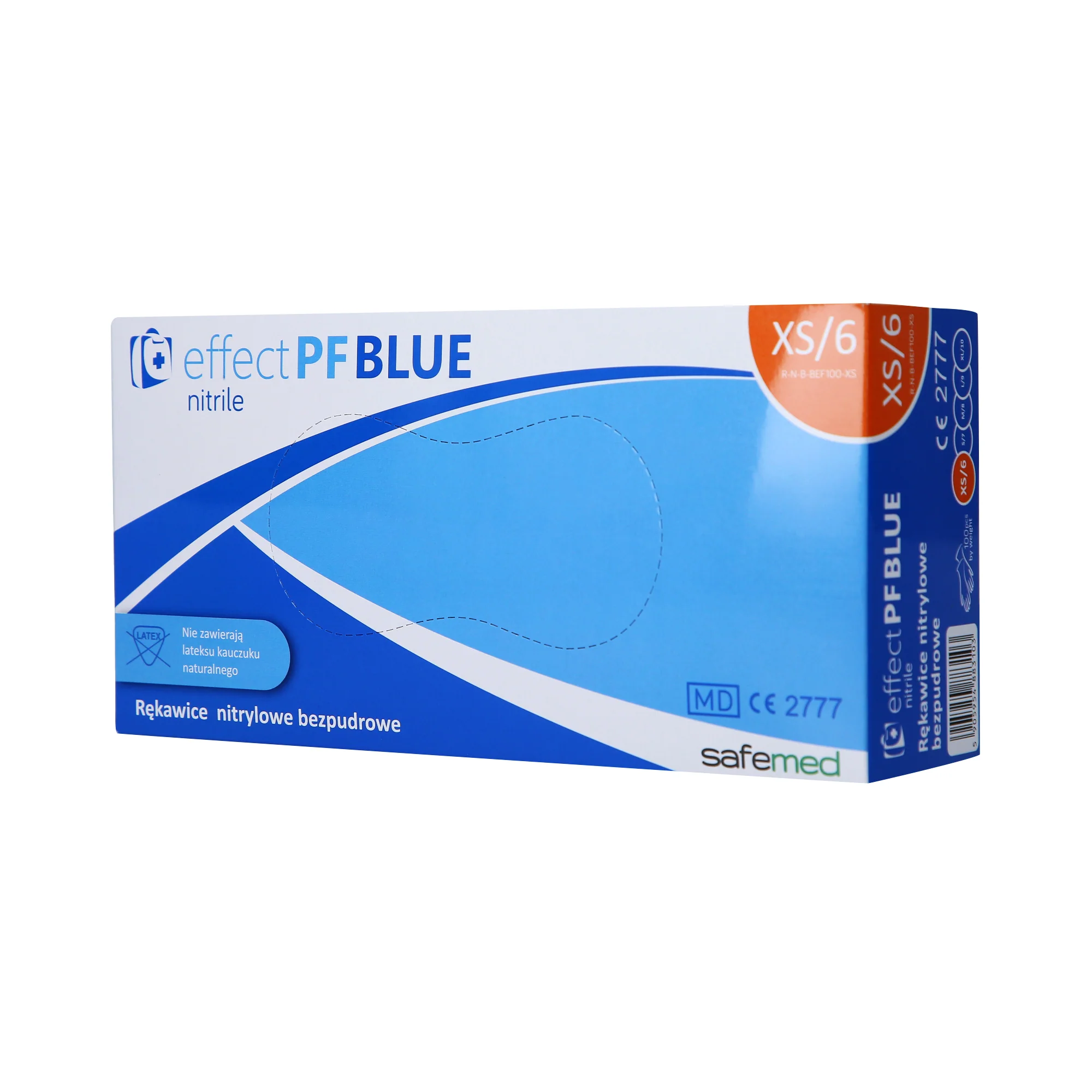 SAFEMED EFFECT PF Rękawiczki jednorazowe nitrylowe bezpudrowe Blue XS 100 szt.