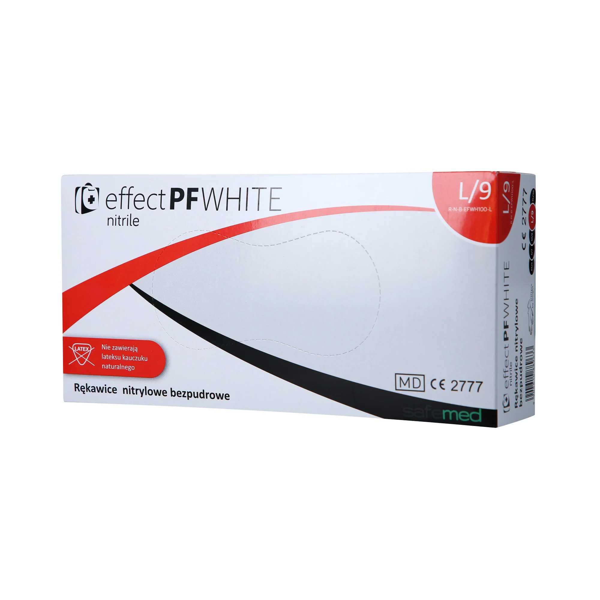SAFEMED EFFECT PF Rękawiczki jednorazowe nitrylowe bezpudrowe White L 100 szt.