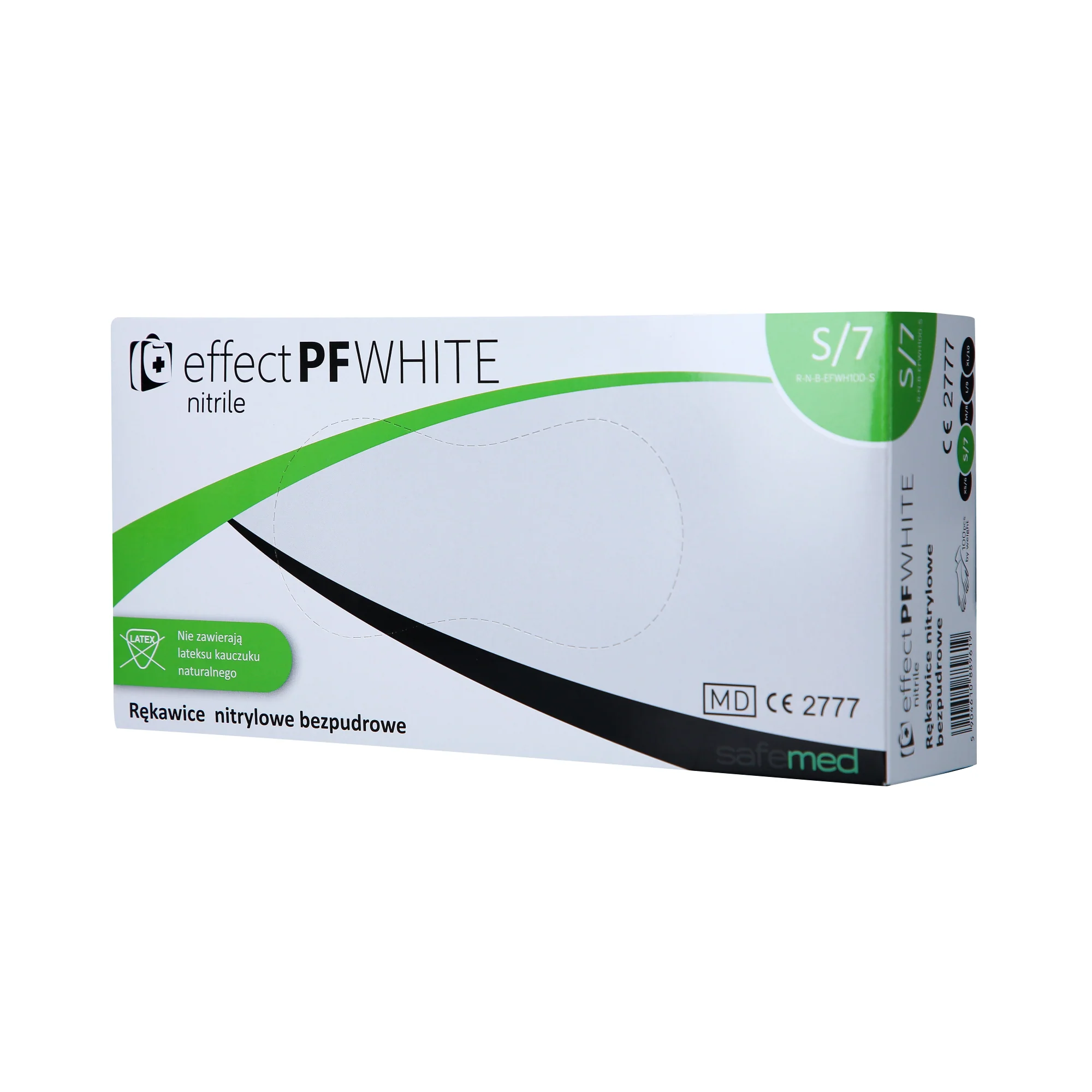 SAFEMED EFFECT PF Rękawiczki jednorazowe nitrylowe bezpudrowe White S 100 szt.