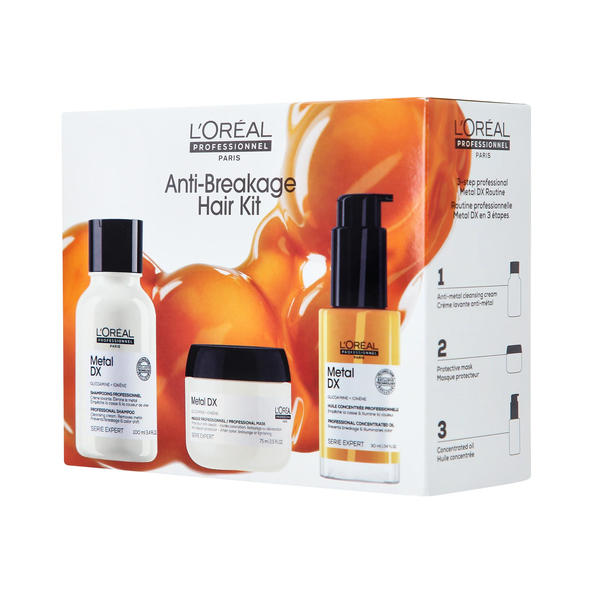 L’OREAL PROFESSIONNEL METAL DETOX MINI HAIR KIT Zestaw do pielęgnacji włosów farbowanych 100 ml + 75 ml + 30 ml