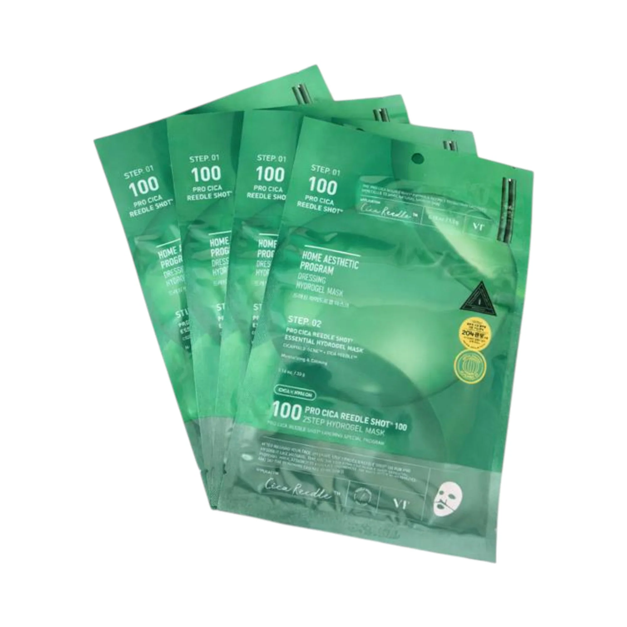 VT COSMETICS PRO CICA REEDLE SHOT 100 + HYDROGEL MASK Kojąca dwuetapowa hydrożelowa maska do twarzy z mikroigłami 4 x 33 g - Image 2